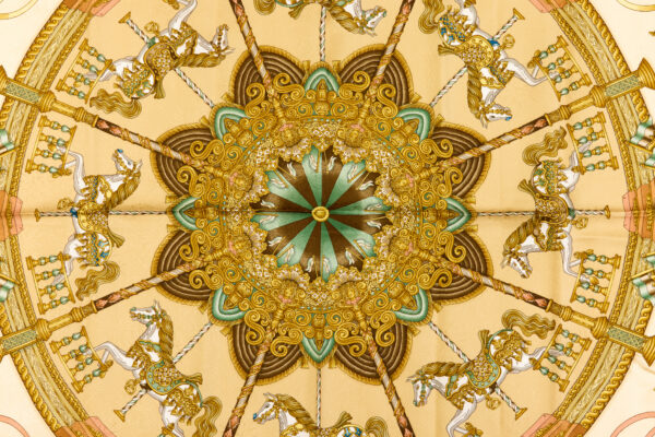 Hermes Silk Scarf Carre 90 "LUNA PARK" Beige Silk Scarf - Image 4