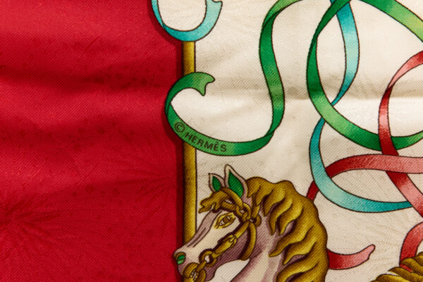 Hermes Silk Scarf Carre 90 "LUNA PARK" Red Silk Scarf - Image 7