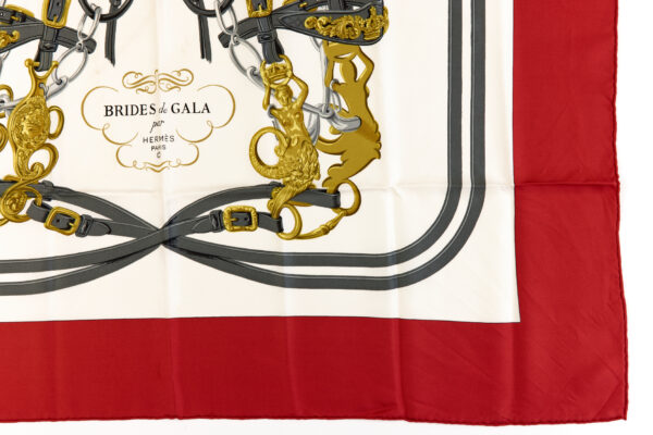 Hermes Silk Scarf Carre 90 "BRIDES de GALA" Red Silk Scarf - Image 6