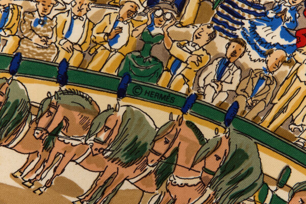 Hermes Silk Scarf Carre 90 "CIRQUE MOLIER" Blue Silk Scarf - Image 7