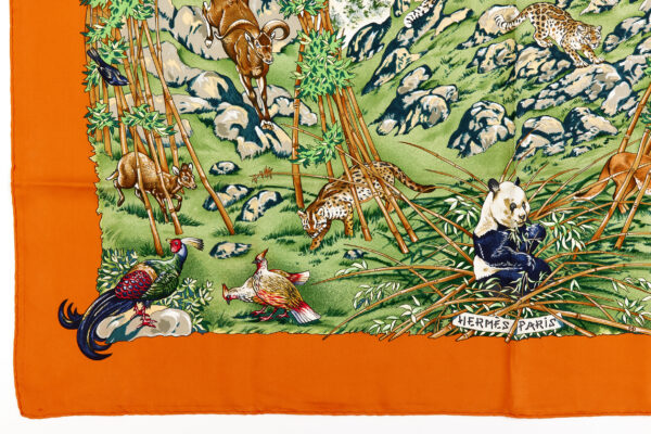 Hermes Silk Scarf Carre 90 "SICHUAN" Orange Silk Scarf - Image 5
