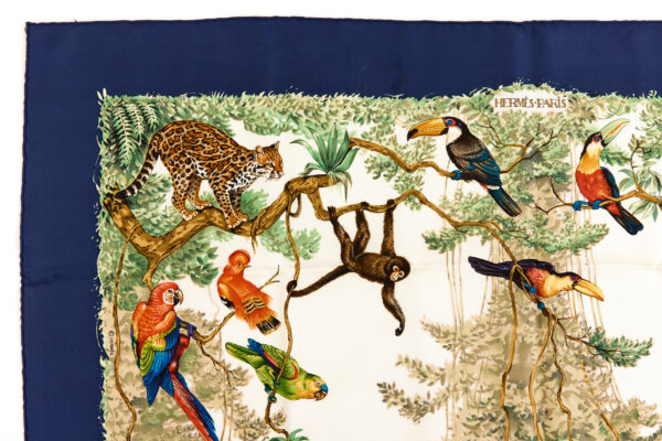 Hermes Silk Scarf Carre 90 "Equateur" Blue Silk Scarf - Image 2
