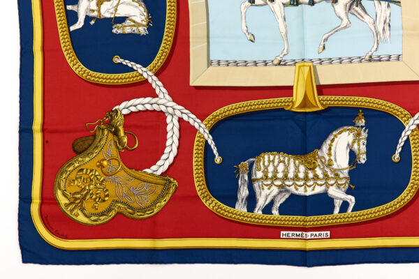 Hermes Silk Scarf Carre 90 "GRAND APPARAT" Blue Silk Scarf - Image 5