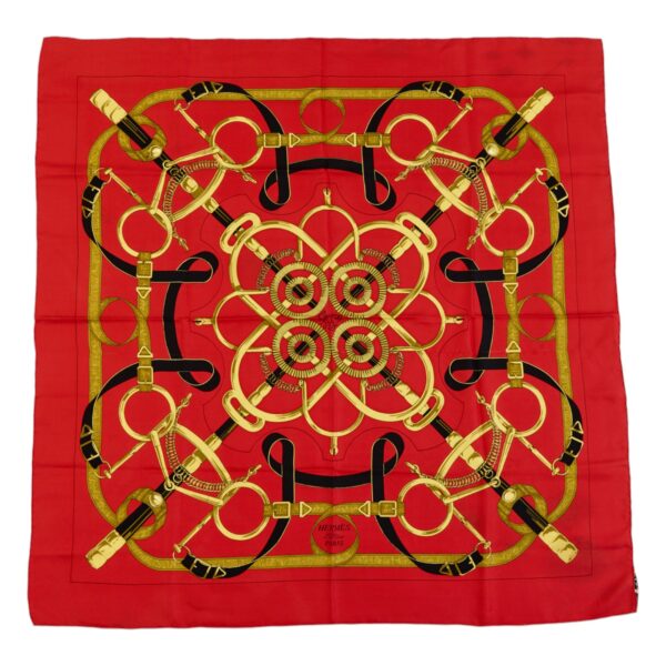 Hermes Silk Scarf Carre 90 "Eperon d’Or" Red Silk Scarf