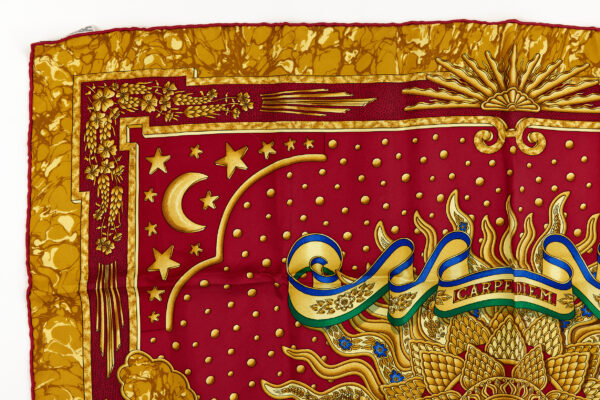 Hermes Silk Scarf Carre 90 "CARPE DIEM" Yellow Silk Scarf - Image 2