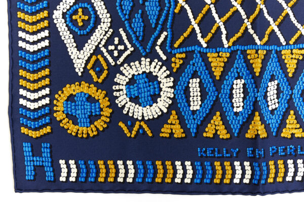 Hermes Carre 45 Scarf "KELLY EN PERLES" Blue Silk Scarf - Image 5