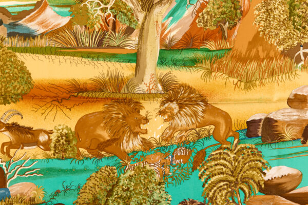 Hermes Silk Scarf Carre 90 "Nuba Mountain" Green Silk Scarf - Image 4