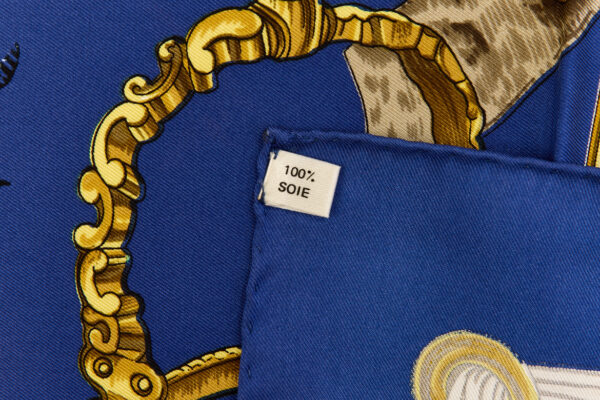 Hermes Silk Scarf Carre 90 "ETRIERS" Blue Silk Scarf - Image 8