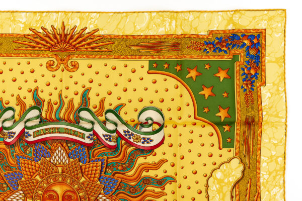Hermes Silk Scarf Carre 90 "CARPE DIEM" Blue Silk Scarf - Image 3