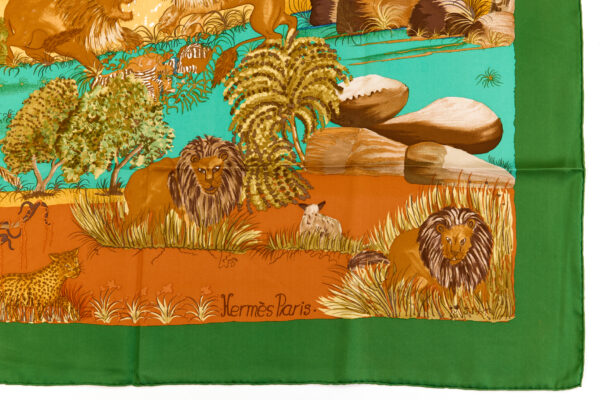 Hermes Silk Scarf Carre 90 "Nuba Mountain" Green Silk Scarf - Image 6