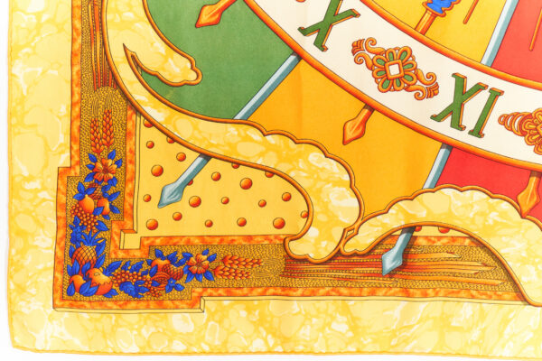 Hermes Scarf 90 "CARPE DIEM" Yellow 100% Silk Scarf 35" - Image 5