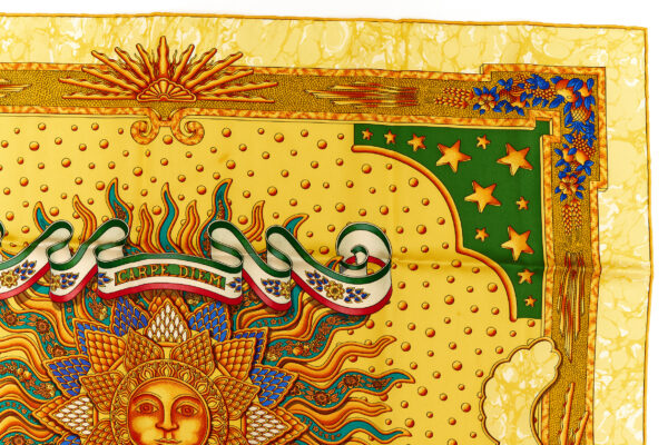 Hermes Silk Scarf Carre 90 "CARPE DIEM" Yellow Silk Scarf - Image 3