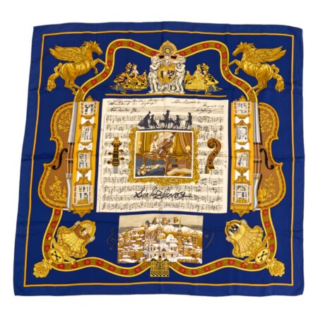Hermes Silk Scarf Carre 90 "Salzburg" Blue Silk Scarf