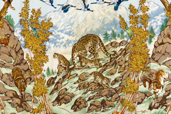 Bad! Hermes Silk Scarf Carre 90 "SICHUAN" Blue Silk Scarf (B-C) - Image 4