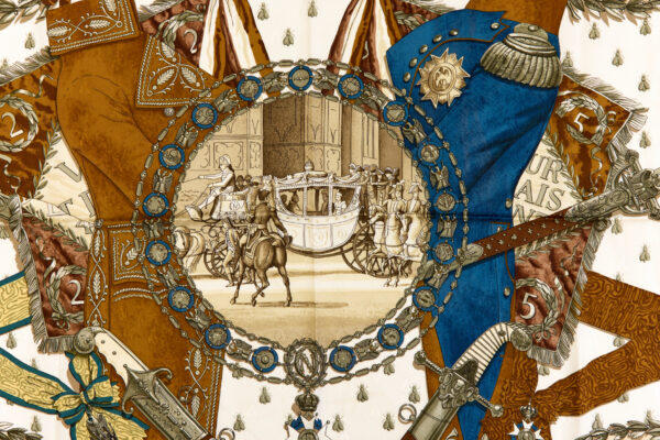 Hermes Silk Scarf Carre 90 "NAPOLEON" Pink Silk Scarf - Image 4