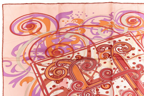 Hermes Silk Scarf Carre 90 "COMME HISTOIRES" Pink Silk Scarf - Image 2