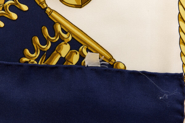 Hermes Silk Scarf Carre 90 "LES CAVALIERS D’OR" Blue Silk Scarf - Image 8