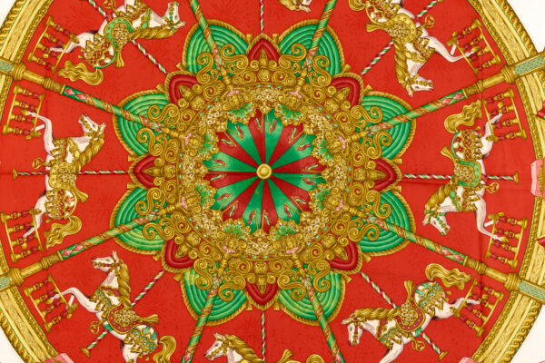 Hermes Silk Scarf Carre 90 "LUNA PARK" Red Silk Scarf - Image 4