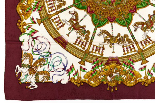 Hermes Silk Scarf Carre 90 "LUNA PARK" Red Silk Scarf - Image 5