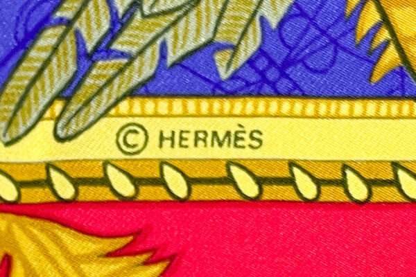 Hermes Scarf 90 "Les Bisson de Venise" Blue , Navy, 100% Silk Scarf 35" - Image 7