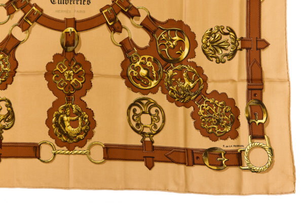 Hermes Silk Scarf Carre 90 "Cuivreries" Brown Silk Scarf - Image 6