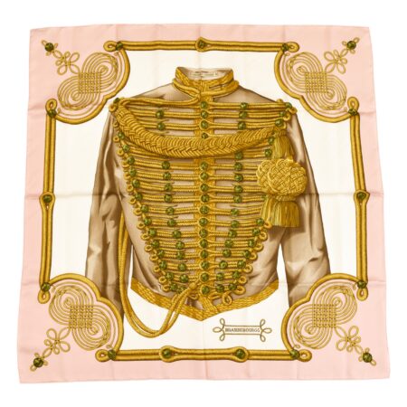 Hermes Silk Scarf Carre 90 "Brandebourgs" Pink Silk Scarf