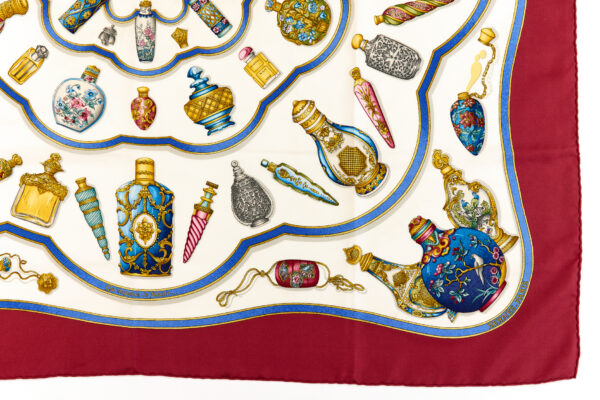 Hermes Silk Scarf Carre 90 "Qu'Importe Le Flacon" Red Silk Scarf - Image 6
