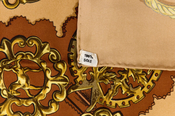 Hermes Silk Scarf Carre 90 "Cuivreries" Brown Silk Scarf - Image 7