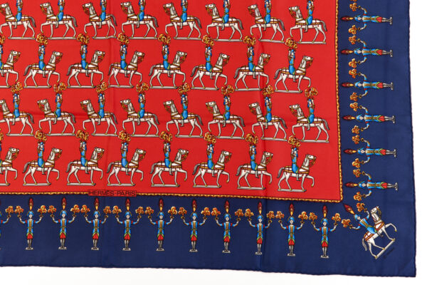 Hermes Silk Scarf Carre 90 "LES ARTIFICIERS" Blue Silk Scarf - Image 6