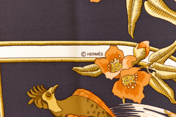 Hermes Silk Scarf Carre 90 "CARAIBES" Black Grey Silk Scarf - Image 7