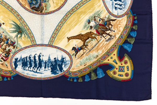 Hermes Silk Scarf Carre 90 "CAVALIERS PEULS" Blue Silk Scarf - Image 6