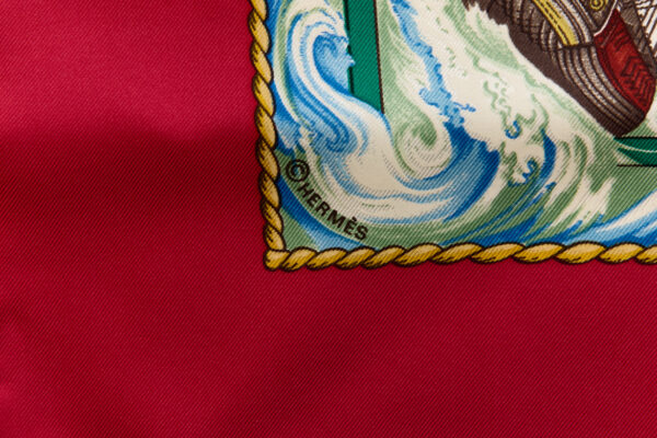 Hermes Silk Scarf Carre 90 "Vive le Vent" Red Silk Scarf - Image 7