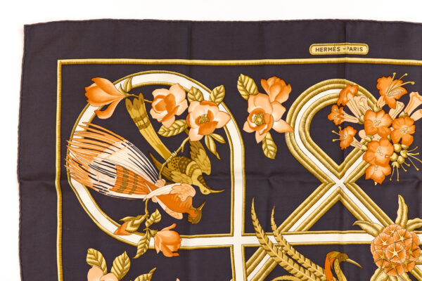 Hermes Silk Scarf Carre 90 "CARAIBES" Black Grey Silk Scarf - Image 2