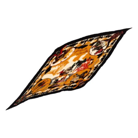 Hermes Silk Scarf Carre 90 "feria de sevilla" Black Silk Pleats Scarf with Box