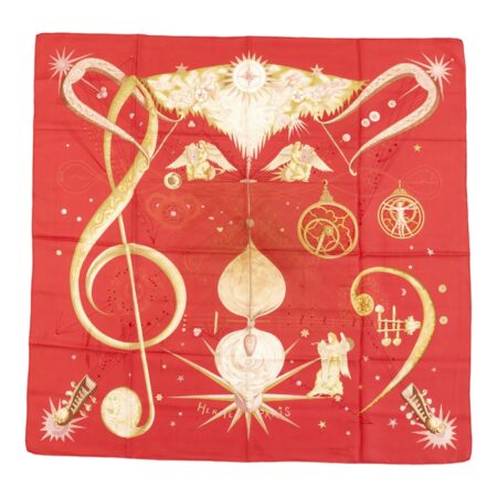 Hermes Silk Scarf Carre 90 "QUINTESSENCE" Red Silk Scarf