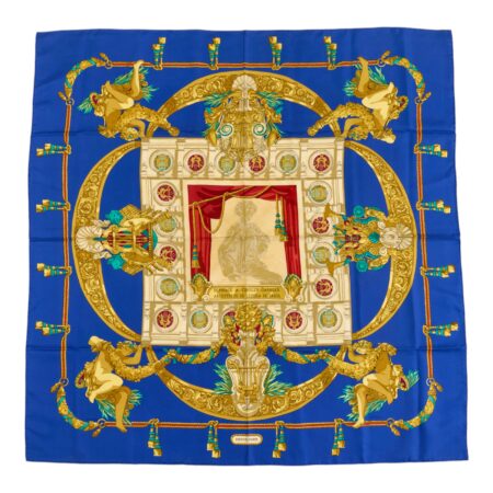 Hermes Silk Scarf Carre 90 "HOMMAGE A CHARLES GARNIER" Blue Silk Scarf