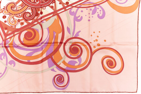 Hermes Silk Scarf Carre 90 "COMME HISTOIRES" Pink Silk Scarf - Image 6