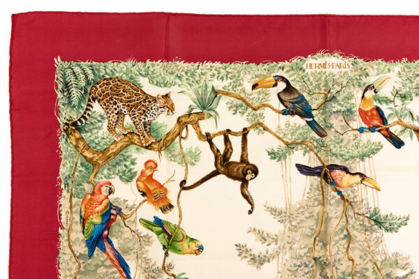 Hermes Silk Scarf Carre 90 "Equateur" Red Silk Scarf - Image 2