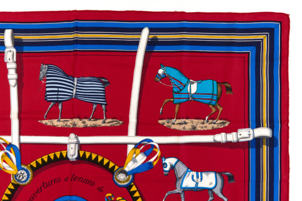 Hermes Silk Scarf Carre 90 "Couvertures et Tenues de Jour" Blue Silk Scarf - Image 3