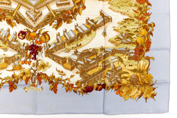 Hermes Silk Scarf Carre 90 "AU PAYS DE COCAGNE" Blue Silk Scarf - Image 6