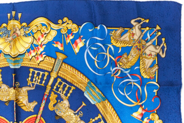 Hermes Scarf 90 "Luna Park" Blue 100% Silk Scarf 35" - Image 3