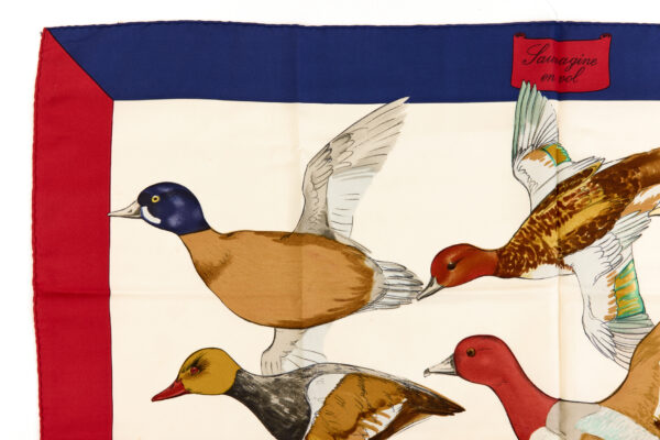 Hermes Silk Scarf Carre 90 "Sauvagine en Vol" Blue Silk Scarf - Image 2