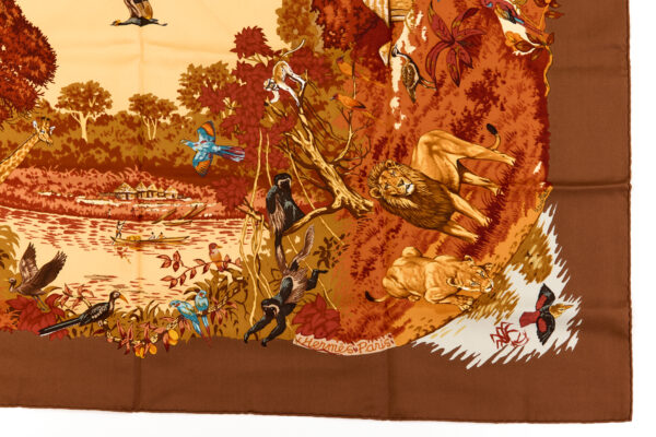 Hermes Silk Scarf Carre 90 "Africa" Orange Silk Scarf - Image 6