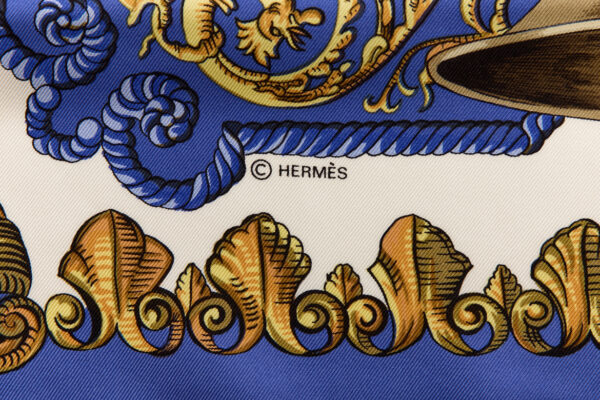 Hermes Silk Scarf Carre 90 "LVDOVICVS MAGNVS" Blue Silk Scarf - Image 7
