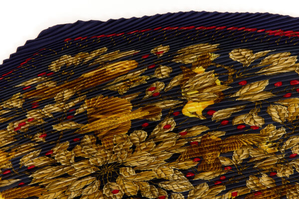 Hermes Silk Scarf Carre 90 "Les merises" Blue Silk Pleats Scarf - Image 2