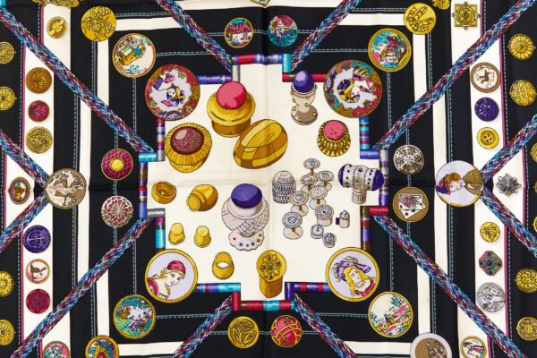 Hermes Silk Scarf Carre 90 "Petite Main" White Silk Scarf - Image 4