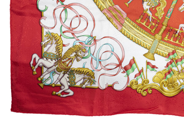 Hermes Scarf 90 "Luna Park" Red 100% Silk Scarf 35" - Image 5