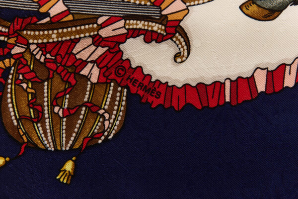 Hermes Silk Scarf Carre 90 "Les Fetes du Roi Soleil" Blue Silk Scarf - Image 7