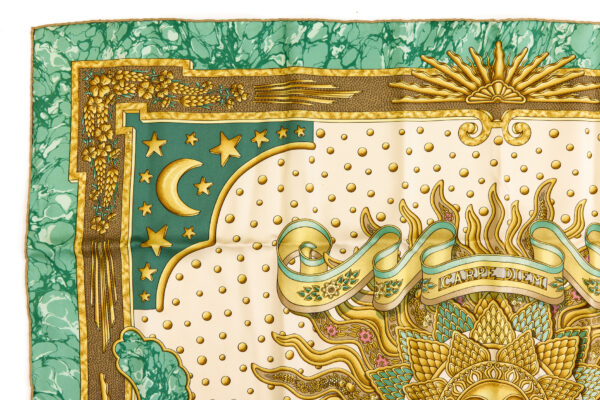 Hermes Silk Scarf Carre 90 "CARPE DIEM" Green Silk Scarf - Image 2