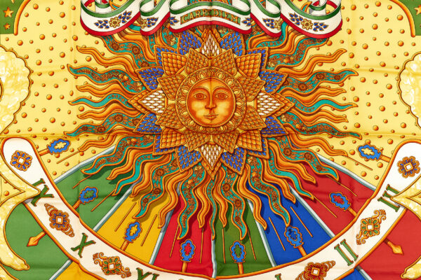 Hermes Silk Scarf Carre 90 "CARPE DIEM" Yellow Silk Scarf - Image 4